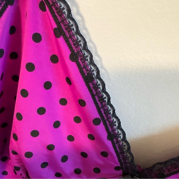La SENZA Women's Nightie Lingerie Chemise Purple & Black Polka Dot SIZE XL - Picture 6 of 7